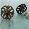 Floral Metal Cabinet Knob in Antique Brass Finish