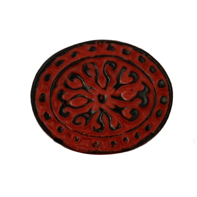 Floral Metal Cabinet Knob in Distressed Red