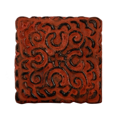 Square Metal Cabinet Knob in Distressed Orange