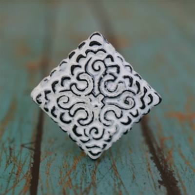 Square Metal Cabinet Knob in Distressed White