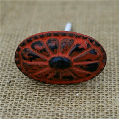 Oval Metal Cabinet Knob in Distressed Orange