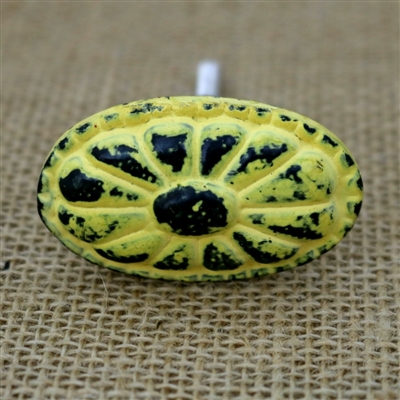 Oval Metal Cabinet Knob in Distressed Yellow