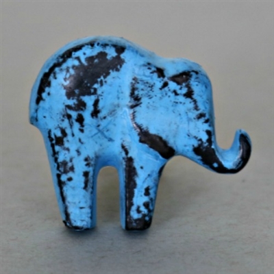 Baby Elephant Cabinet Knob in Blue Distressed Finish