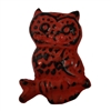 Metal Owl Cabinet Knob with Red Distressed Finish