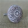 Round Floral Iron Cabinet Knob in Distressed Beige Finish