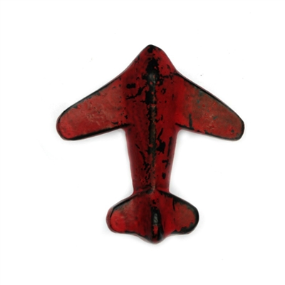 Cast Iron Airplane Cabinet Knob in Distressed Red Finish