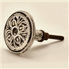 Round Cast Iron Cabinet Knob in Distressed White Finish