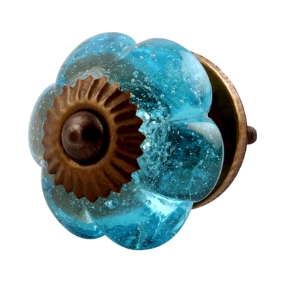 Turquoise Blue Melon Glass Cabinet Knob