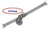 2" x 12' Gray E-Track Ratchet Straps w/ Spring E-Fittings - 12 Pack