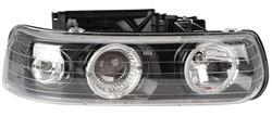 1999-2002 Chevy Silverado Headlights, Black Clear, by AnzoUSA