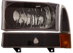 1999-2007 Ford Super Duty Crystal Set Headlights, Black, by AnzoUSA
