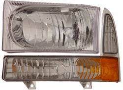 1999-2007 Ford Super Duty Crystal Set Headlights, Chrome, by AnzoUSA