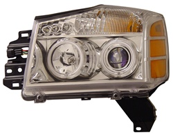 2004-2007 Nissan Titan Halo Headlights, Chrome, by AnzoUSA