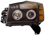 2004-2007 Nissan Titan Halo Headlights, Black, by AnzoUSA