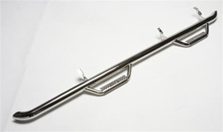 N-Fab's Stainless Steel Wheel-to-Wheel Nerf Steps for 2009 Dodge Ram Quad Cab 4 Door 6'4" Bed