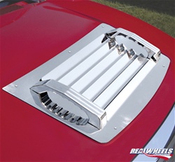 H3 Mirror Shine Stainless Steel Top Hood Grille Panel w/Billet Aluminum Handles by RealWheels