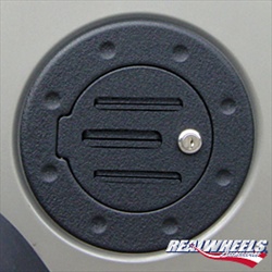 H3T Grooved Black Billet Aluminum Fuel Door by Real Wheels