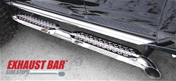 RealWheels HUMMER H2 S.S. Exhaust Bar Side Steps with S.S. Upper Tube Facade, with LED Lighted Back Plate