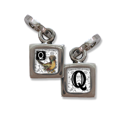 Initial Charm, Q initial, charm, Small initial charm, Q, Photo charms,Pick Up Sticks Jewelry, Collage charms, Photo jewelry, Vintage Photo charms