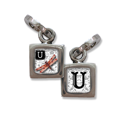 Initial Charm, U initial, charm, Small initial charm, U, Photo charms,Pick Up Sticks Jewelry, Collage charms, Photo jewelry, Vintage Photo charms