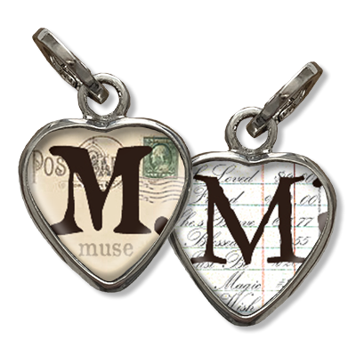 Bubble Heart Initial M