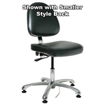 Bevco 9050LE2-BK - Integra-ECR 9000 Series Class 10 ESD Cleanroom Chair - Static Control Vinyl - 15.5"-21" - ESD Mushroom Glides - Black