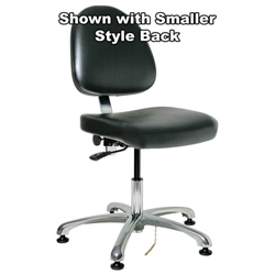Bevco 9050LE4-BK - Integra-ECR 9000 Series Class 10000 ESD Cleanroom Chair - Static Control Vinyl - 15.5"-21" - ESD Mushroom Glides - Black