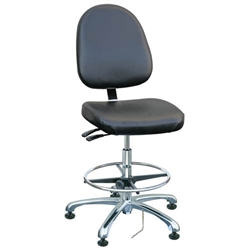 Bevco 9350LE1-BK - Integra-ECR 9000 Series Class 10 ESD Cleanroom Chair - Static Control Vinyl - 19"-26.5" - ESD Mushroom Glides - Black