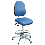 Bevco 9351LE1-BL - Integra-ECR 9000 Series Class 10 ESD Cleanroom Chair - Static Control Vinyl - 19"-26.5" - ESD Mushroom Glides - Blue