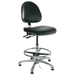 Bevco 9550ME-BK- Integra-ECR 9000 Series Class 10 ESD Cleanroom Chair - Static Control Vinyl Medium Back - 21.5"-3.5" - ESD Mushroom Glides - Black