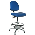 Bevco 9550ME-BL- Integra-ECR 9000 Series Class 10 ESD Cleanroom Chair - Static Control Vinyl Medium Back - 21.5"-3.5" - ESD Mushroom Glides - Blue