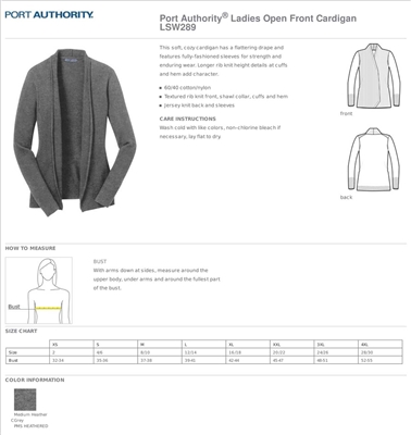 Port Authority Open Front Cardigan Sweater