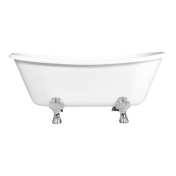 LUXWIDE 'Federigo-67' 67" WHITE CoreAcryl Acrylic French Bateau Clawfoot Tub plus Drain