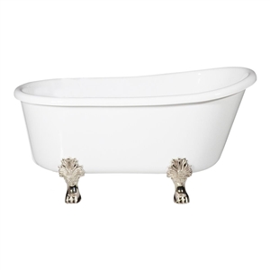 LUXWIDE 'Gritti-58' 58" WHITE CoreAcryl Acrylic Swedish Slipper Clawfoot Tub plus Drain