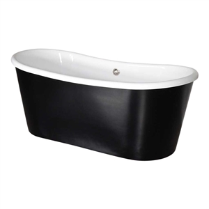 LUXWIDE 67 Inch 'Sorrentino-BLKSK67' WHITE CoreAcryl Acrylic French Bateau Skirted Tub with a Flat Black Exterior plus Drain