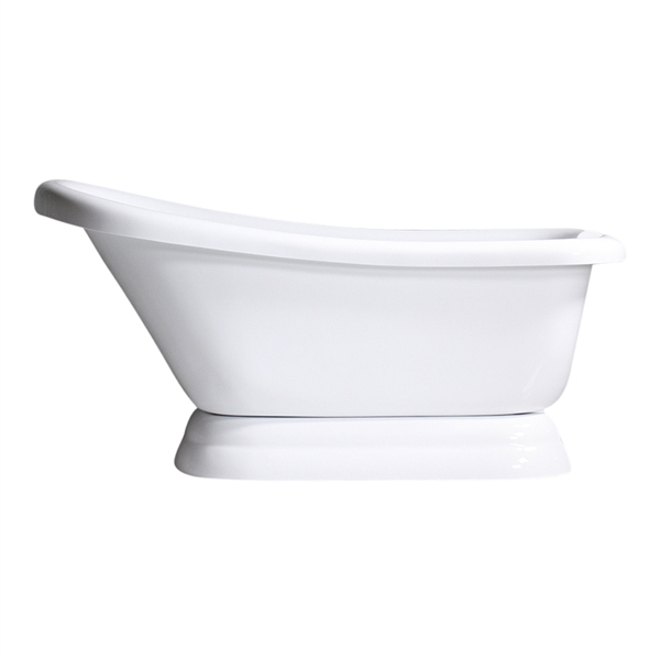 SANSIRO 57" Hotel Collection Heated Air Jetted 'TSVTASL57' WHITE Single Slipper CoreAcryl Acrylic  Pedestal Tub plus Drain