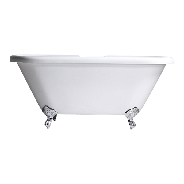 HOTEL COLLECTION  'TSHDB59' 59 Inch Double Ended CoreAcryl Acrylic Clawfoot Tub with Drain