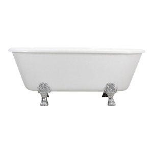 HOTEL COLLECTION  'TSHDB67' 67 Inch Double Ended CoreAcryl Acrylic Clawfoot Tub with Drain