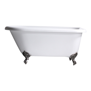 HOTEL COLLECTION  'TSHFL56' 56 Inch Classic Style CoreAcryl Acrylic Clawfoot Tub with Drain