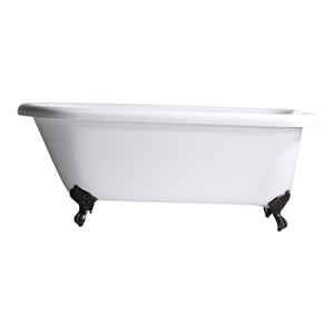 HOTEL COLLECTION  'TSHFL62' 62 Inch Classic Style CoreAcryl Acrylic Clawfoot Tub with Drain