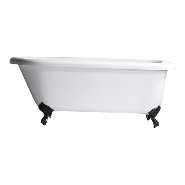 HOTEL COLLECTION  'TSHFL62' 62 Inch Classic Style CoreAcryl Acrylic Clawfoot Tub with Drain