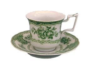 Green Floral Tea Cup & Saucer | Gettysburg Emporium