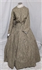 Tan Day Dress with Brown Leafy Pattern | Gettysburg Emporium