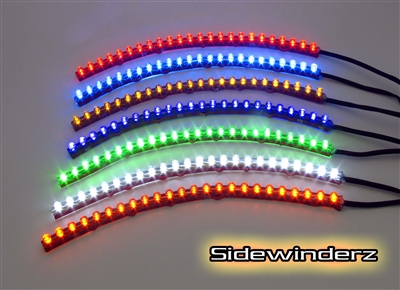 Flexibe LED strips in a variety of colors, with 3m tape on 3 sides.