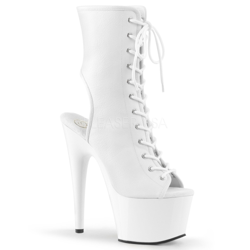 Midcalf Ankle Boot White Faux Leather Exotic Shoe