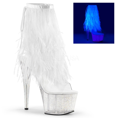 Marabou Fur Fringe White With A Clear Platform