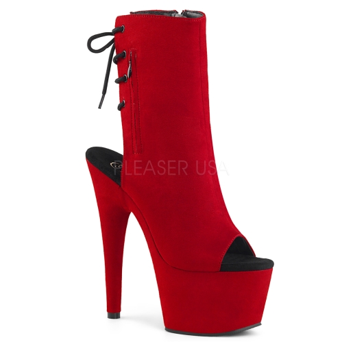 ADORE-1018FS Red Faux 7 inch Heel Ankle Boot