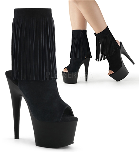 Fringe Ankle Boots With Black Suede Zipper