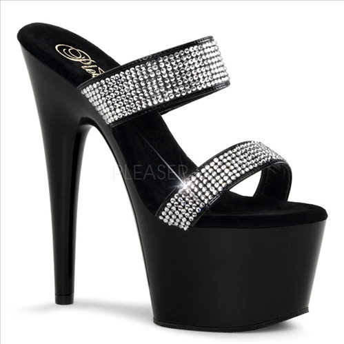 Black 2 Rhinestone Strap Exotic High Heel Shoe