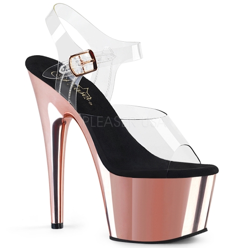 Rose Gold Chrome Ankle Strap Exotic Dance Shoes